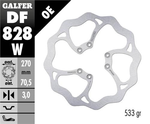 BRAKE DISC FRONT TM RACING EN125/250/450/530 04-14 EN125/300 15-21 MX125-530 05- (270X70.5X3MM) WAVE