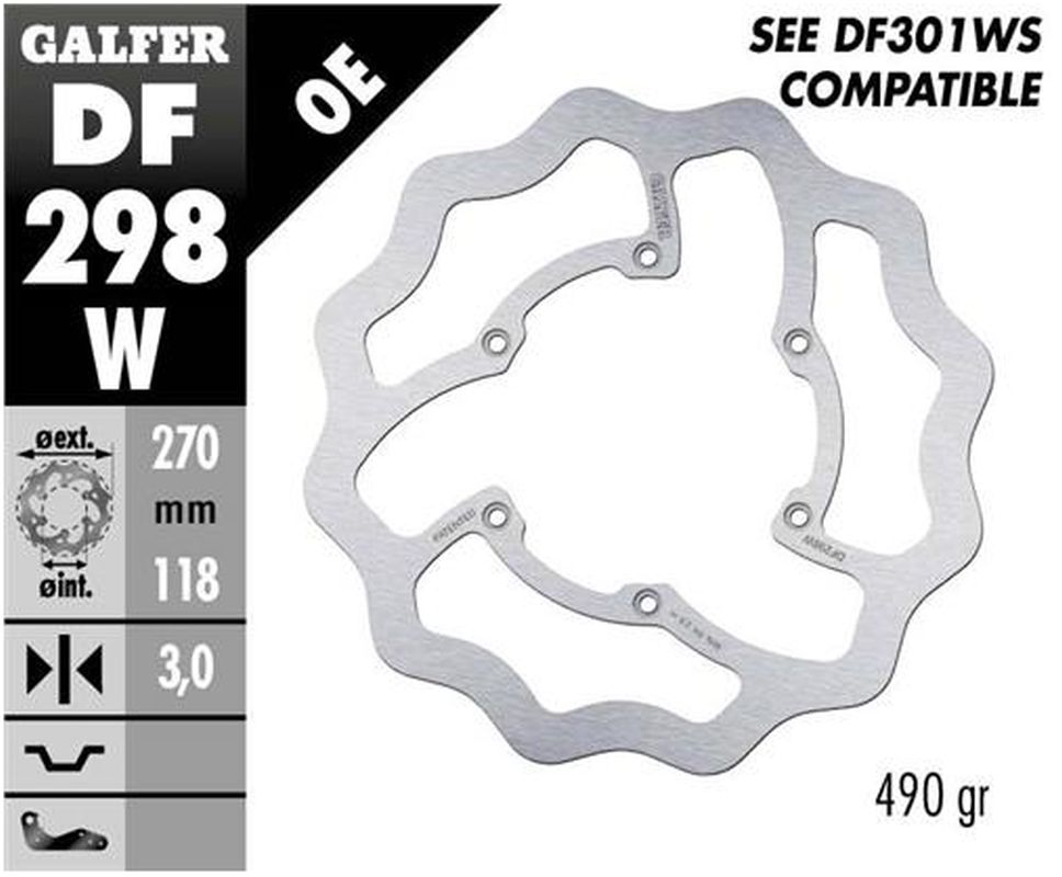 BRAKE DISC FRONT YAMAHA WR450F 16-19 YZ125/250 18-21 YZ250F/450F 16-20 (270X118X3MM) WAVE