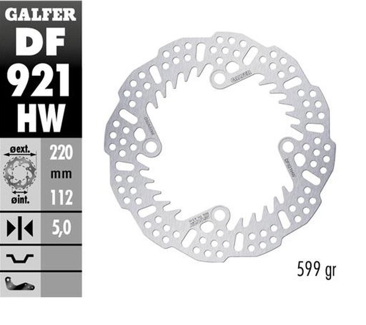 BRAKE DISC REAR SHERCO SE125 21-24 250SE/SEF 14-24 300SE/SEF 14-24 450SEF 15-24 (220X112X5MM) SHARK ENDURO MX