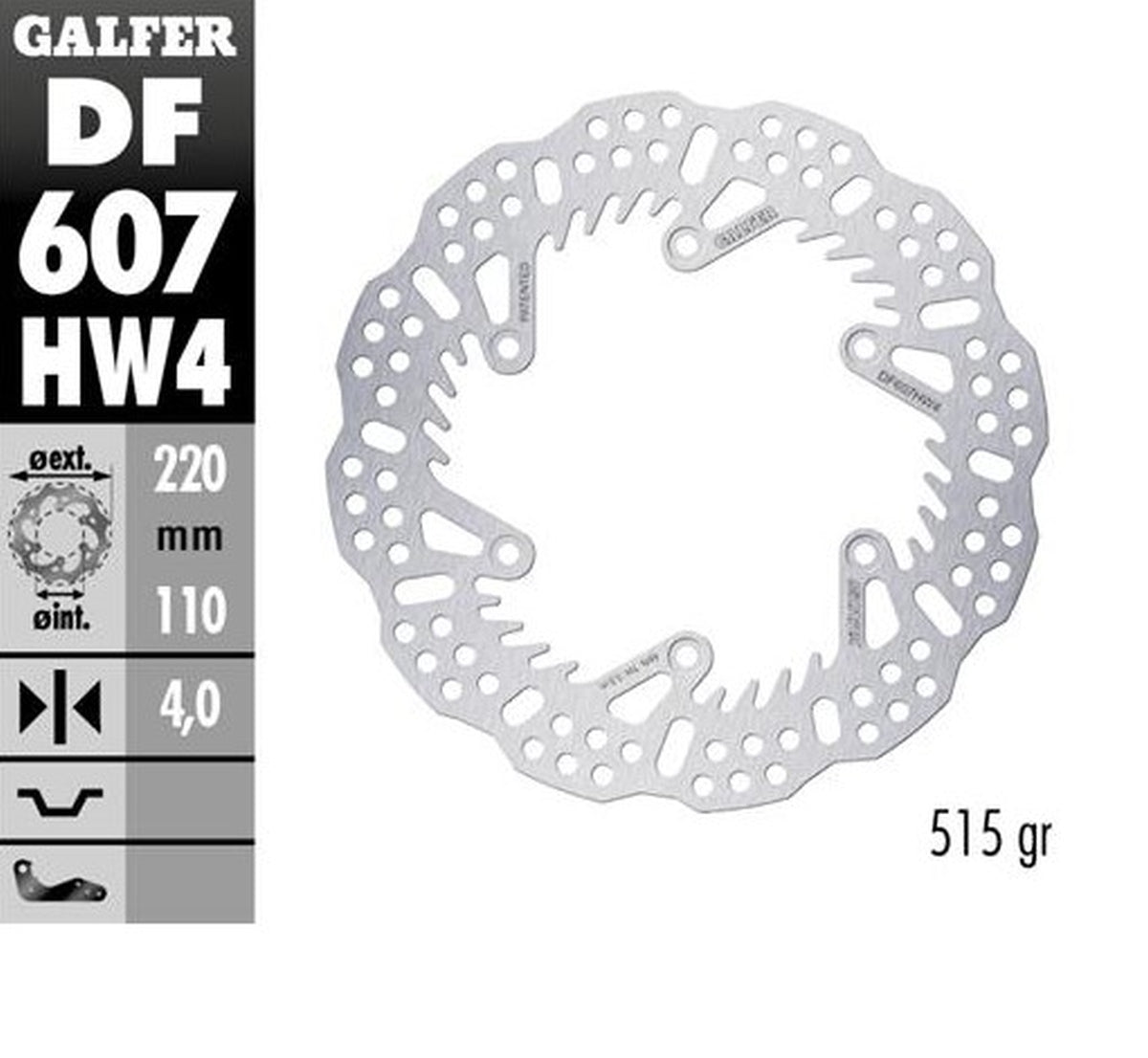 BRAKE DISC REAR KTM SX/EXC/SX-F/EXC-F 93-23 GS/MX/LC4 93-23 GAS GAS EC/EC-F/MC/MC-F 21-24 HUSQVARNA TC/TE/TX/FC/FE/FS 14-24 HUSABERG TE/FE/FC/FX 04-16 TRIUMPH TF250X 24 (220X110X4MM) SHARK MX