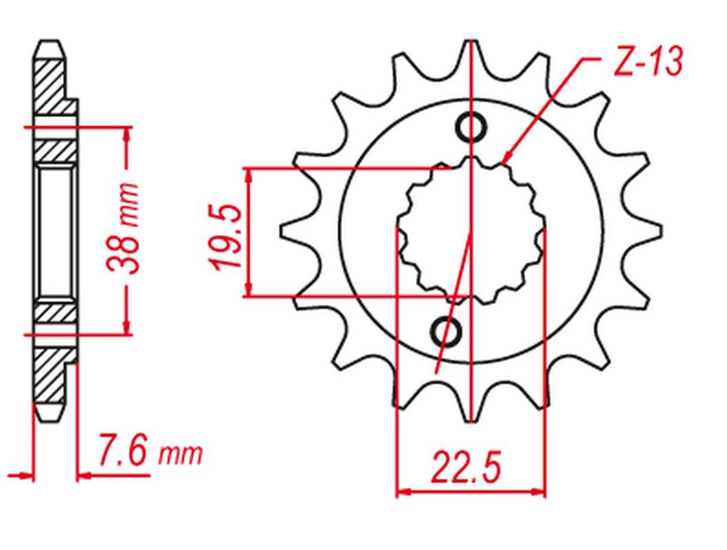 FRONT SPROCKET 2116 16 (+2) (JTF1401.16) (CHAIN 520), TE 450, KFX 400 03-06, RMX 450 10-13, LTZ 400 03-12, LTR 450 06-10, HYOSUNG/KAWASAKI/SUZUKI