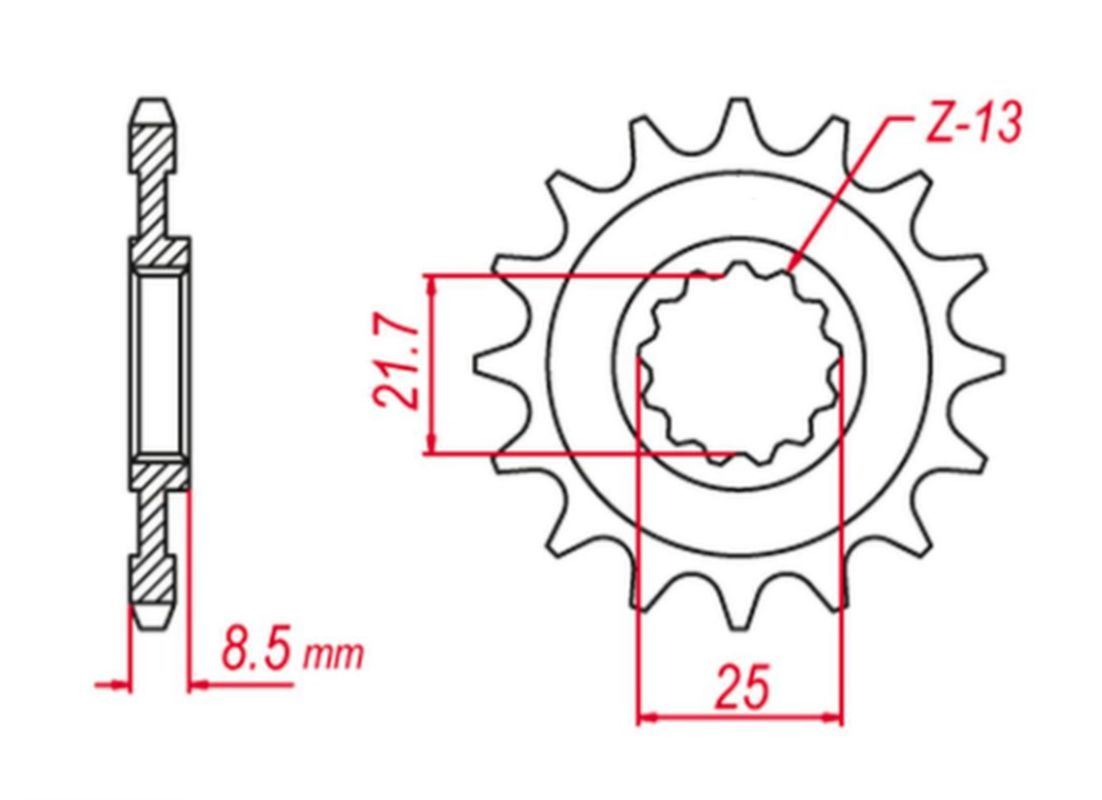 FRONT SPROCKET 2137 17 ZX-10RR 17-19, ZX-10R 04-20, Z1000 03-06 (+1), ZX-R 02-03 (+1), KLV1000 04-06 (JTF1537.17), KAWASAKI/SUZUKI