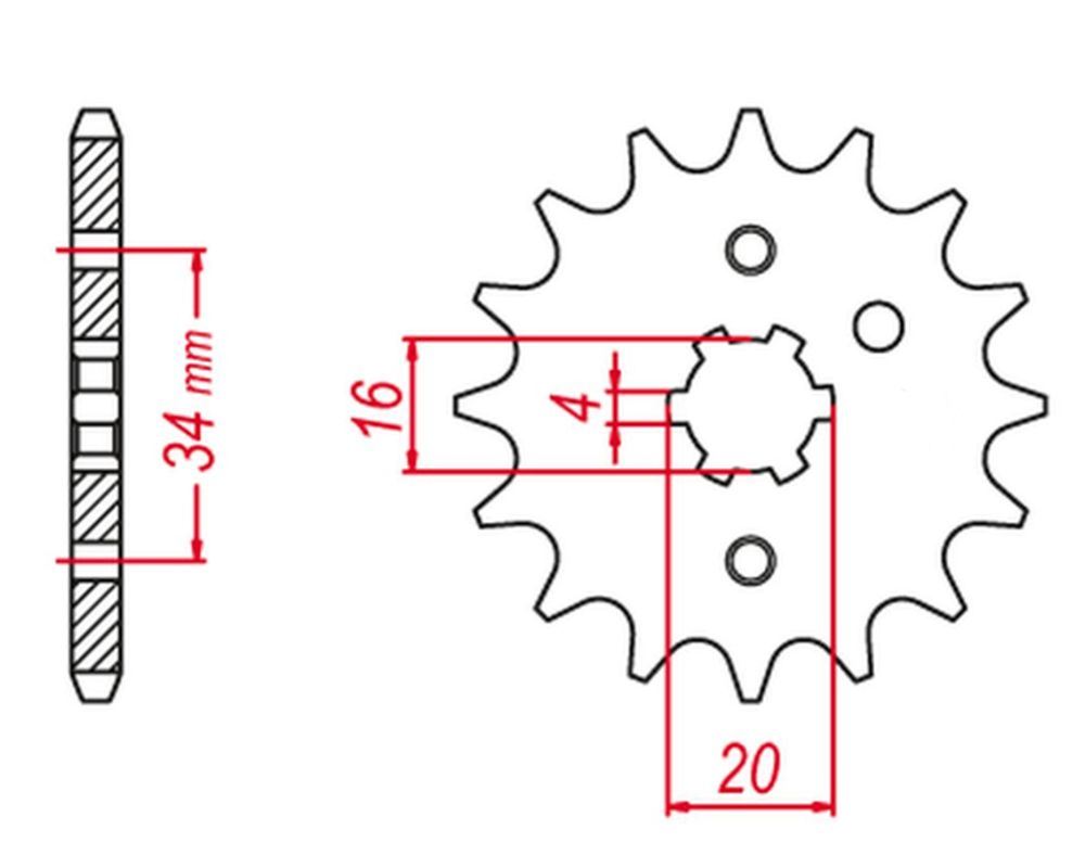 FRONT SPROCKET 263 15 JUNAK 125, SR125, TZR125, DT125 LC 82-88 (JTF1263.15), YAMAHA