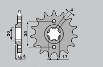 FRONT SPROCKET 267 14 XL350R, XL 250R 84-87, CB 250 92-02 (JTF278.13), HONDA