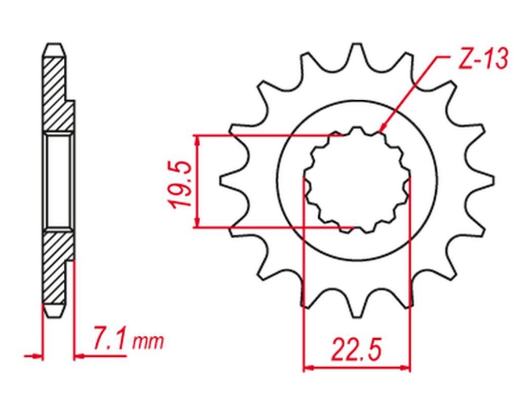 FRONT SPROCKET 434 15 TY 250 X 98-19, GZ 250 99-11, GN 250 82-99 (JTF434.15), SUZUKI