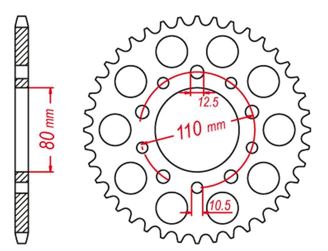REAR SPROCKET 4350 45 XRV 750 AFRICA TWIN 93-03 (JTR1332.45), HONDA