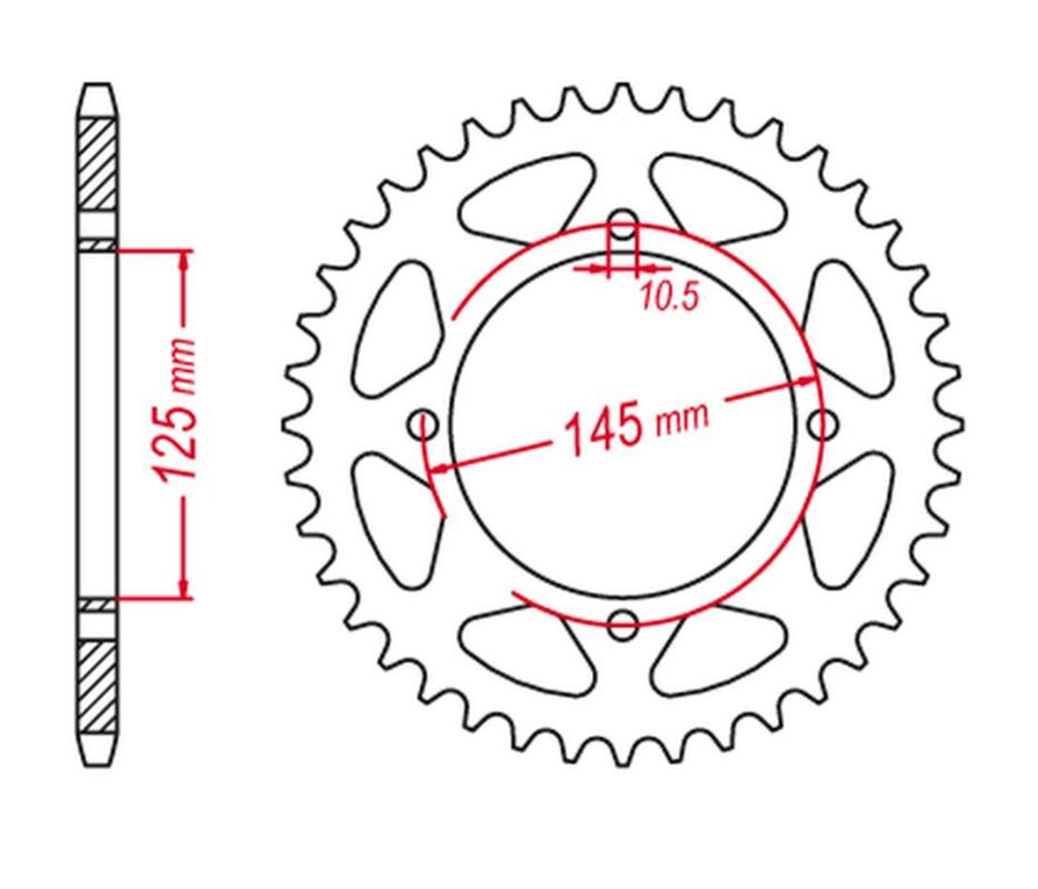 REAR SPROCKET 857 39 YFM350, YFZ450, YFM700, XT 600Z TENERE 87-89, XT 600 83-94 (JTR857.39), YAMAHA