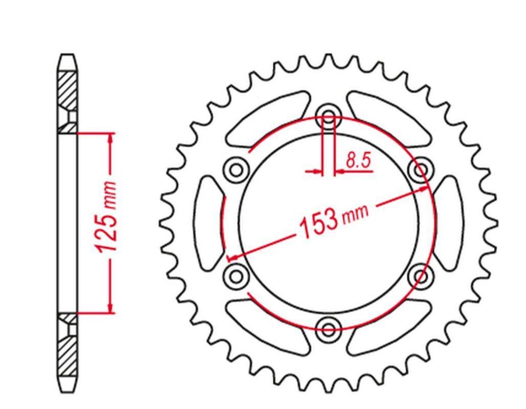 REAR SPROCKET ALUMINUM BLACK COLOR 289 53 BETA RR 13-25 BLACK COLOR, CR/CRF 83-25 (JTR210.53), HONDA