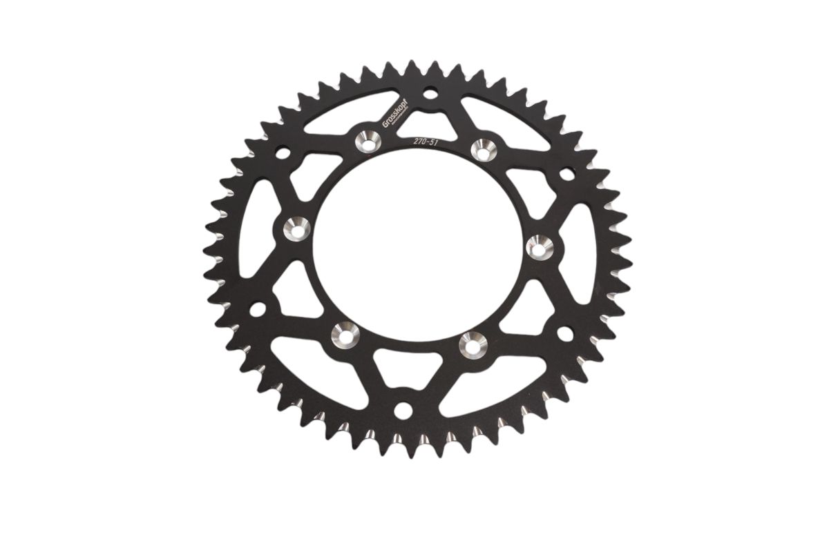 REAR SPROCKET ALUMINUM T7075 (ERGAL) 270 52 (JTR251.52) YZ/YZF 99-24, WRF 01-24 BLACK COLOR, YAMAHA