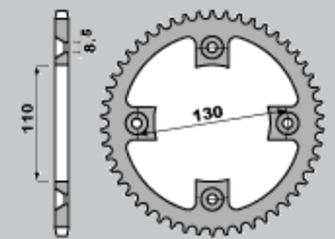 REAR SPROCKET ALUMINUM T7075 (ERGAL) SILVER COLOR 4306 49 (CHAIN 420) CR80/85 85-07, HONDA