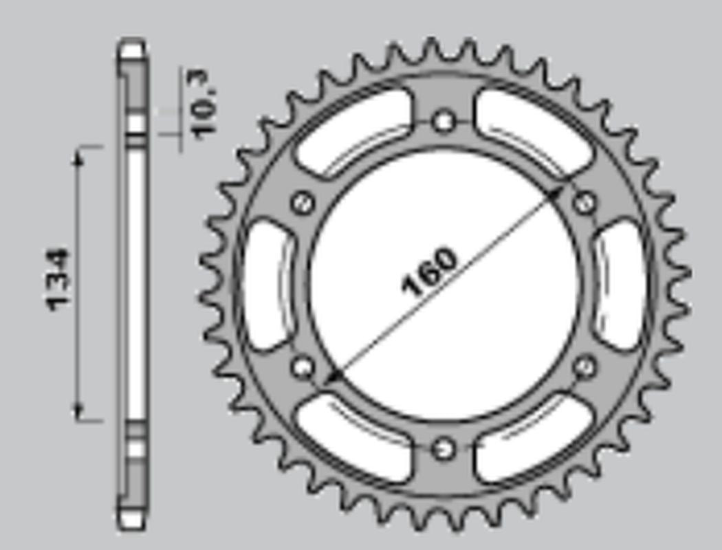 REAR SPROCKET HARDENED 4405 45 C45 (BLACK COLOR) CBR 600F 01-06 (JTR1307.45), HONDA