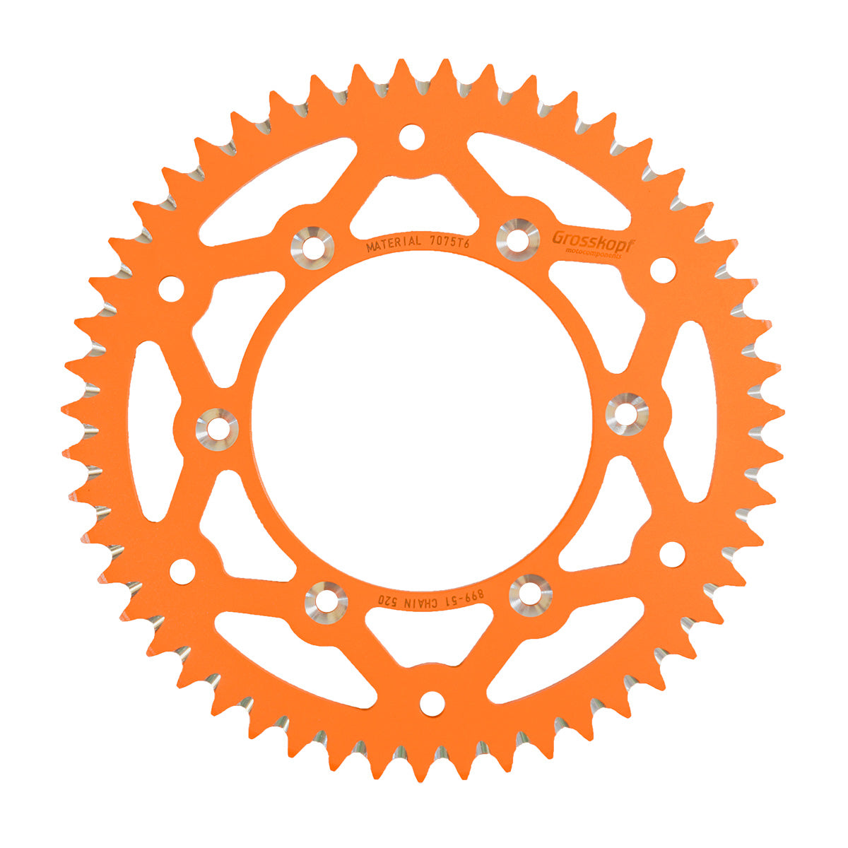 REAR SPROCKET ALUMINUM T7075 (ERGAL) 899 51 (JTA897.51) (CHAIN 520) KTM/HUSQVARNA/HUSABERG ORANGE COLOR