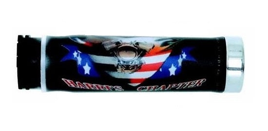 GRIPS 02601-HC USA FLAG END CHROME (130 MM/22 MM) WITHOUT HOLE BLACK/RED/BLUE COLOR