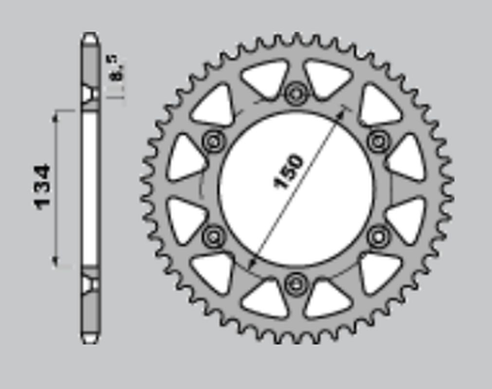 REAR SPROCKET ALUMINUM (ANODIZED) 489 48 KAWASAKI KX125/250/500 84-08, KDX200 84-06, KDX220 97-05, KDX250 91-96, KLX250 93-20, KLX300 97-10, KXF250 04-22, KXF 06-22 COLOR GOLD