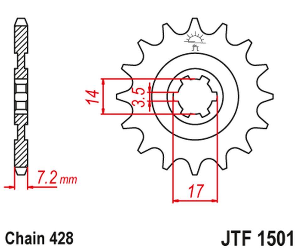 Front Sprocket 2054 13 KAWASAKI KLT/KLF 110 '84-88', KLX 140 '08-20' (205413JT) (Chain. 428)