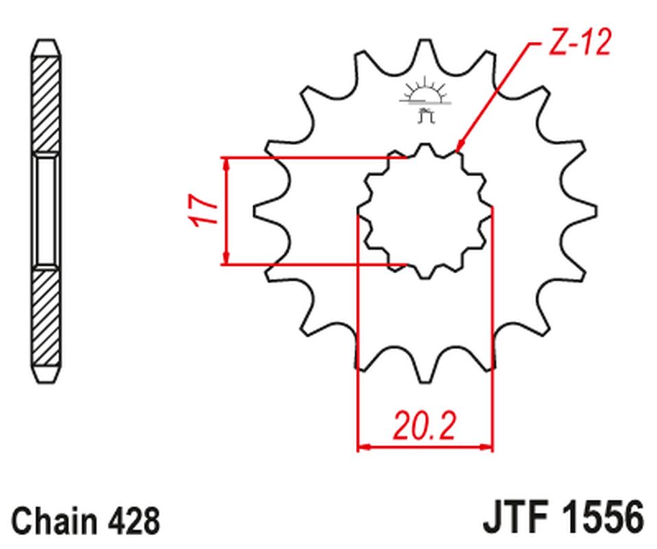 Front Sprocket 2064 12 YAMAHA TZR 50 (SPAIN) (206412JT) (Chain. 428) CONVERSION