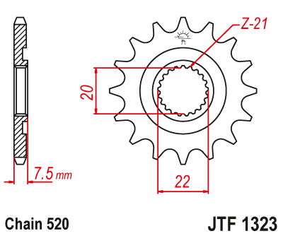 Front Sprocket 2120 13 HONDA CRF 250R/X '04-'17, CR 125R '04-'07 (Chain. 520)