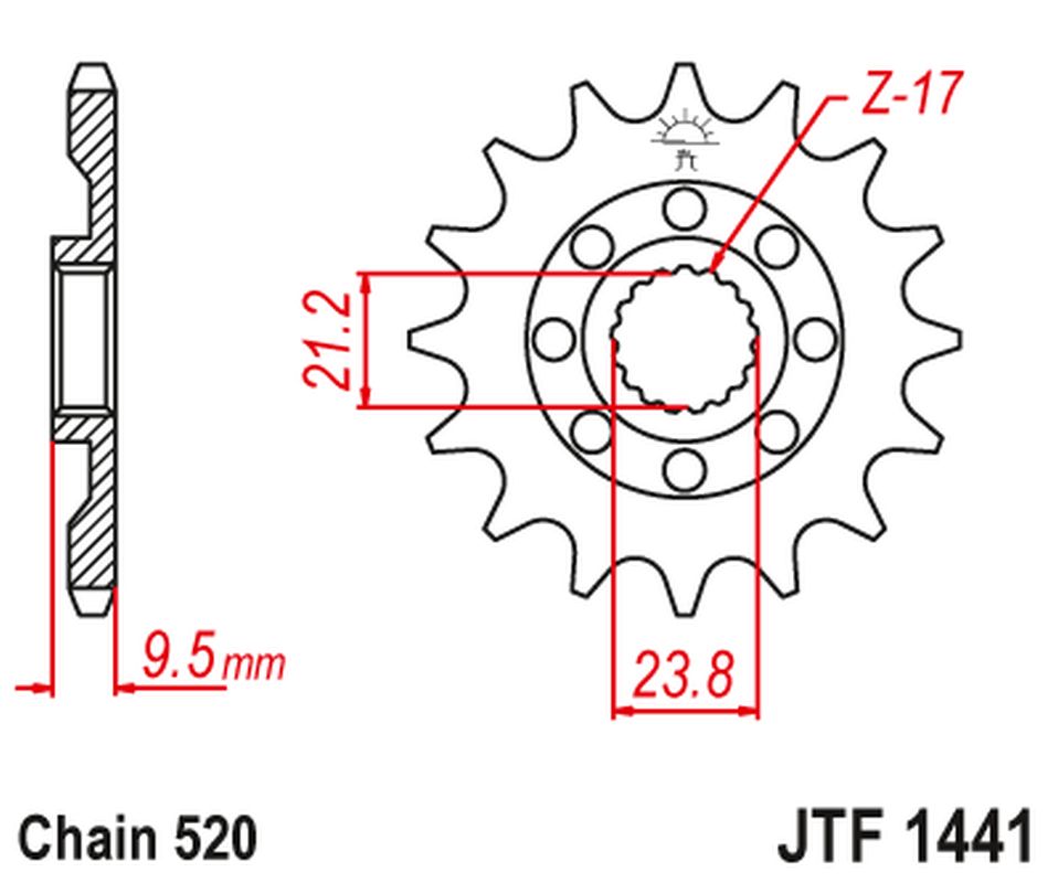 Front Sprocket 2133 15 SUZUKI RMZ 450 '05-'12 (213315JT) (Chain. 520)