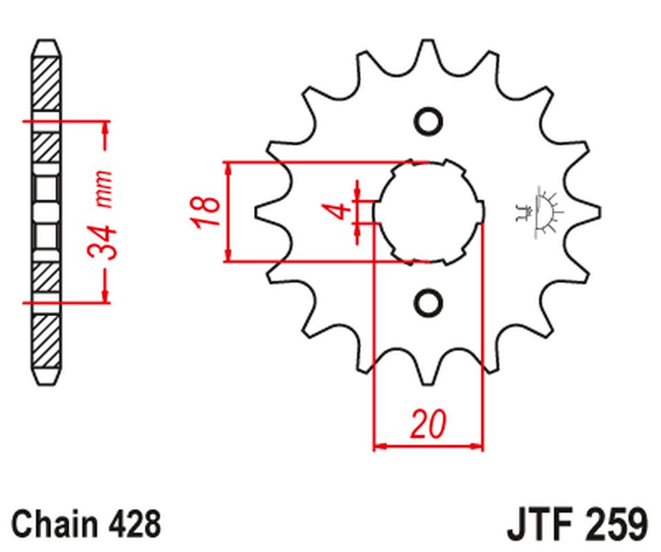 Front Sprocket 259 17 HONDA XL 125, NX 125 (25917JT) (Chain. 428)