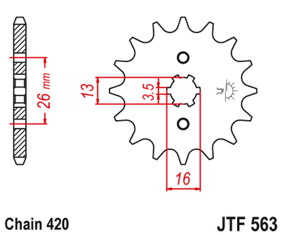 Front Sprocket 415 17 SUZUKI TS 50, YAMAHA DT 50MX (41517JT) (Chain. 420)
