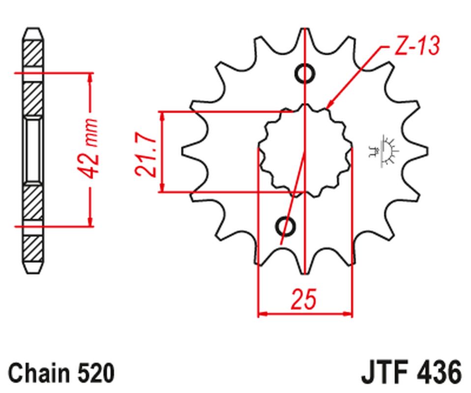 Front Sprocket 438 14 SUZUKI GSX 400 F '81-'86, RG 250 GAMMA '83-'88 (43814JT) (Chain. 520) - CAN REPLACE JTF565.14