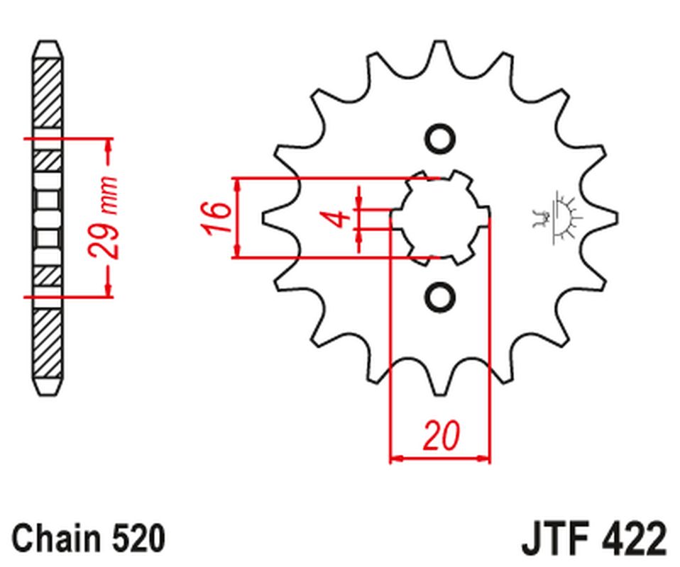 Front Sprocket 514 14 KAWASAKI KX 125 '84-'93 (51414JT) (Chain. 520)