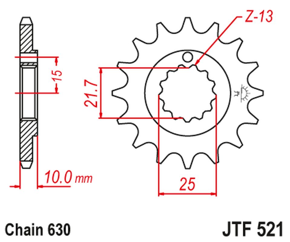 Front Sprocket 518 15 KAWASAKI Z 900 A4 '76', Z 1000 '77-80' (51815JT) (Chain. 630)