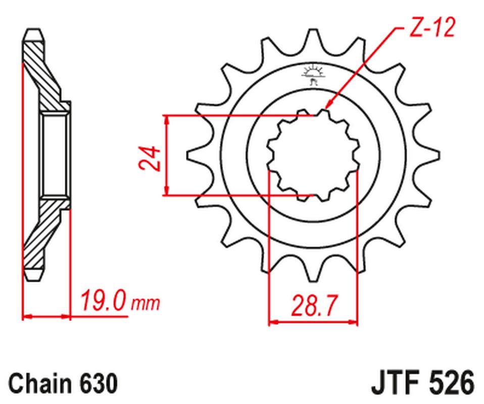 Front Sprocket 527M 15 KAWASAKI GPZ 1000 A1-A3 '86-89' (527M15JT) (Chain. 630)