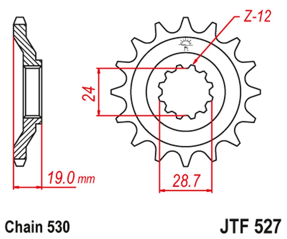 Front Sprocket 532 17 KAWASAKI ZX10 '88-90' (ZX 1000 B1-B3) (53217JT) (Chain. 530)