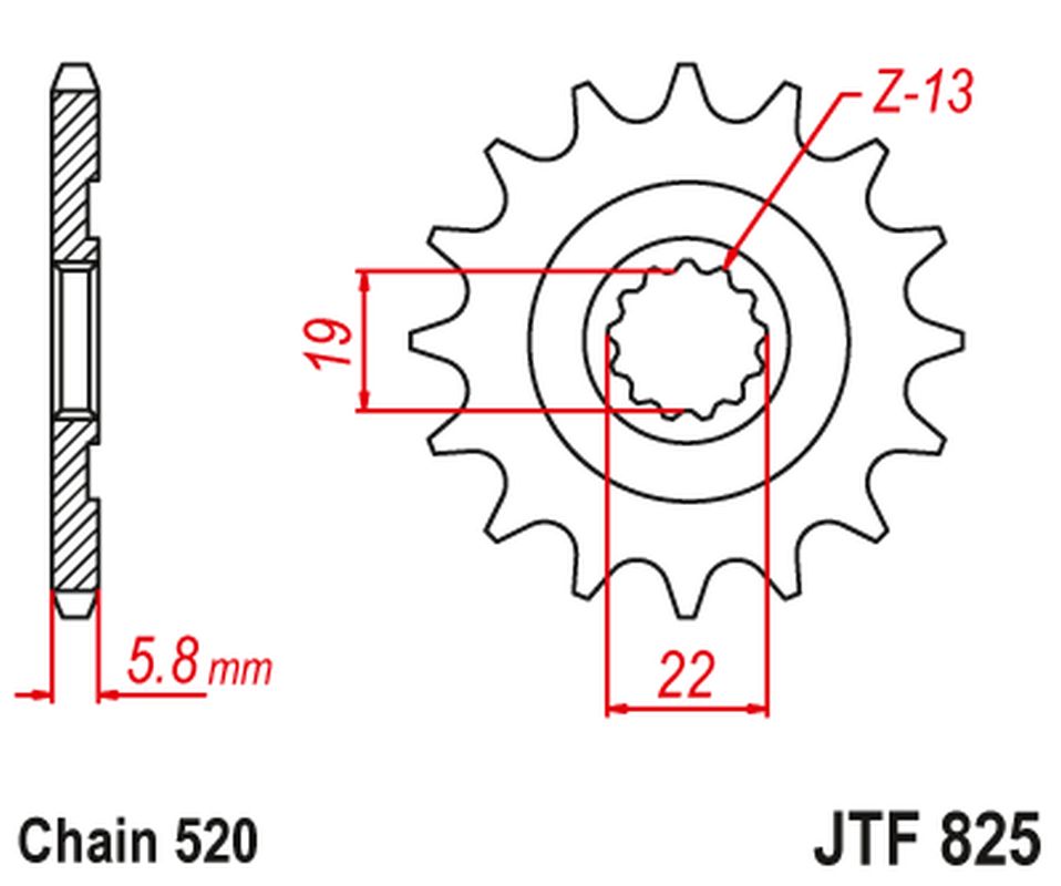 Front Sprocket 825 13 HUSQVARNA TC/TE/TXC 310/250 '09-13' (82513JT) (Chain. 520)