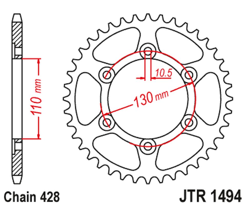Rear Sprocket 1494 56 KAWASAKI NINJA 125/Z 125 '19 (JTR1494.56)* (Chain. 428)
