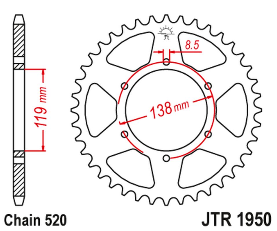 Rear Sprocket 213 50 HUSABERG FC/FE/MX 350/400/499/501/600 '92-99' (21350JT) (Chain.520) - DISCONTINUED