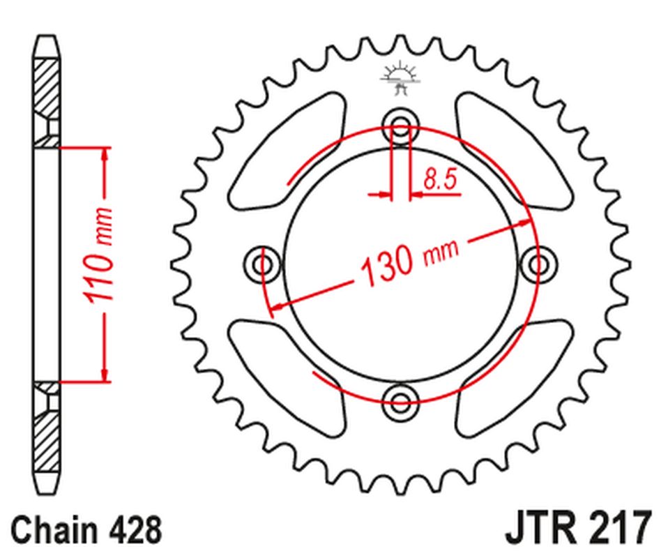 Rear Sprocket 249 50 HONDA CR80 '86-02', CR85 '03-07' (24950JT) (Chain.428)