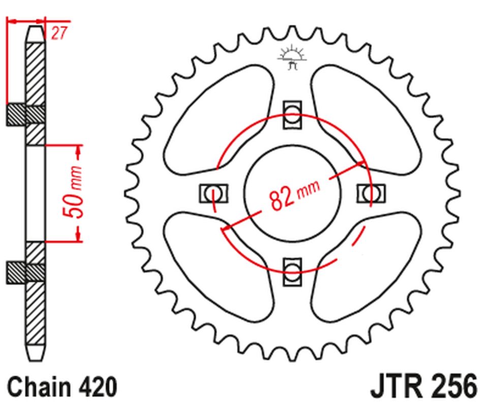 Rear Sprocket 261 38 HONDA ATC/TRX 70 '82-87' XL/XR 75/80 '74-84' (26138JT) (Chain.420)
