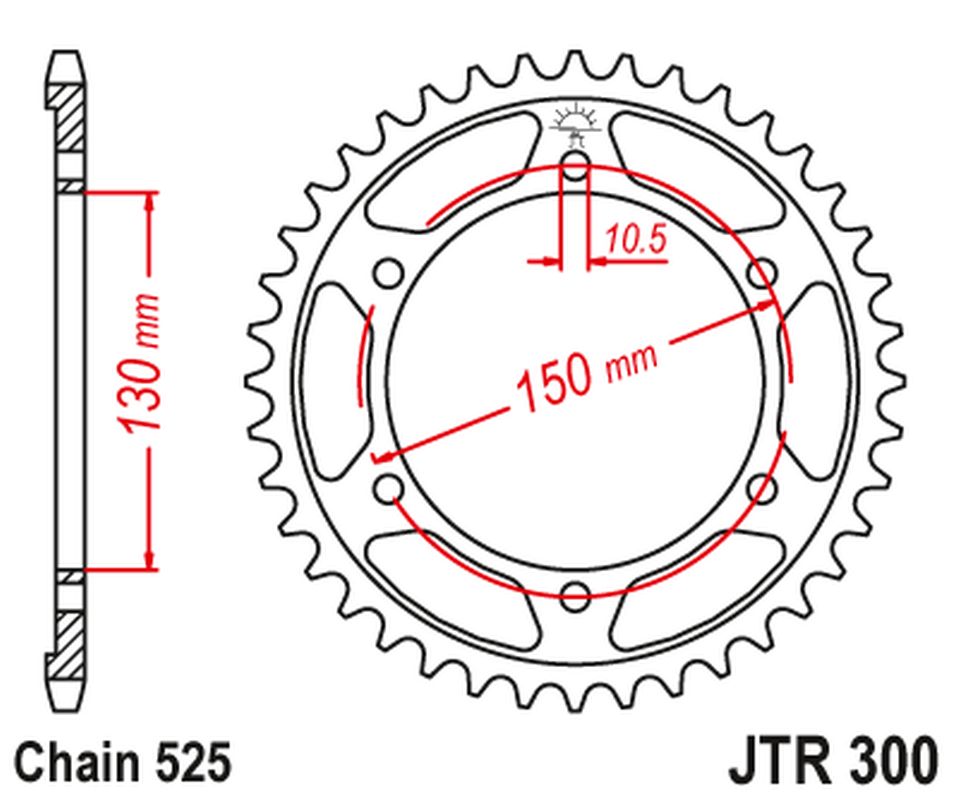 Rear Sprocket 300 42 YAMAHA TDM 900 '02-'13 (30042JT) (Chain. 525) BLACK