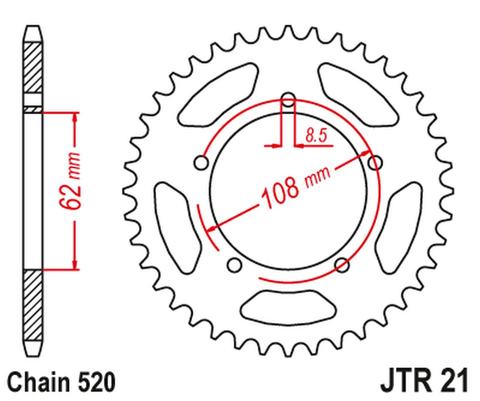 Rear Sprocket 3557 40 APRILIA 125 PEGASO '89-99, 125 TUAREG WIND '90-92 (355740JT) (Chain. 520)