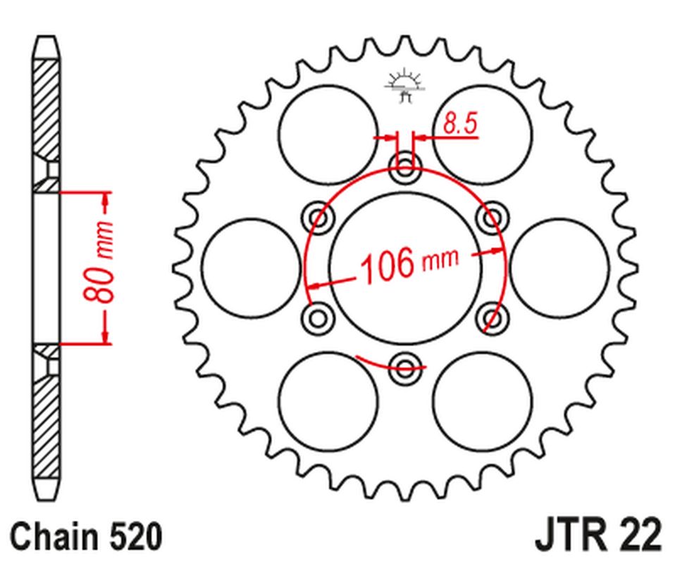Rear Sprocket 3560 45 APRILIA SX 125 '08-'12, MX 125 '04-'07 (356045JT) (Chain. 520)