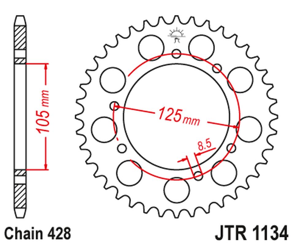 Rear Sprocket 4413 50 YAMAHA XT 125X/SM '05-'09 (441350JT) (Chain. 428) - Replaces JTR1134.50ZBK