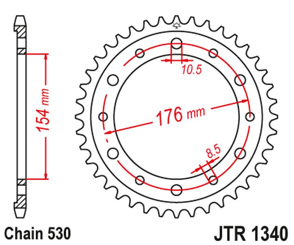 Rear Sprocket 4434 43 HONDA VFR750, VFR800 V-TEC '02-'14, VFR800X CROSSRUNNER '11-'15 (443443JTZBK) (Chain. 530) COLOR BLACK