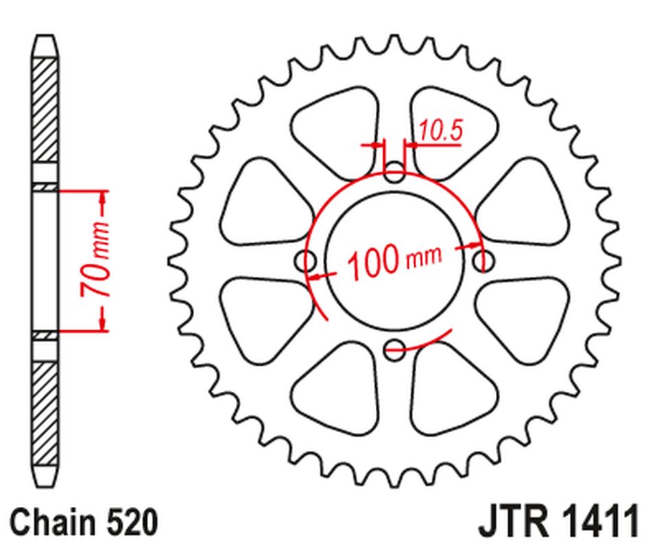Rear Sprocket 4465 50 KAWASAKI KLT 200/250 '82-85' (446550JT) (Chain.520)