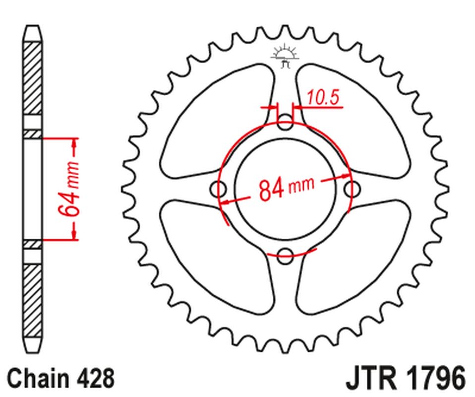 Rear Sprocket 4467 51 SUZUKI RV 125 VAN VAN '03-16' (446751JT) (Chain.520)