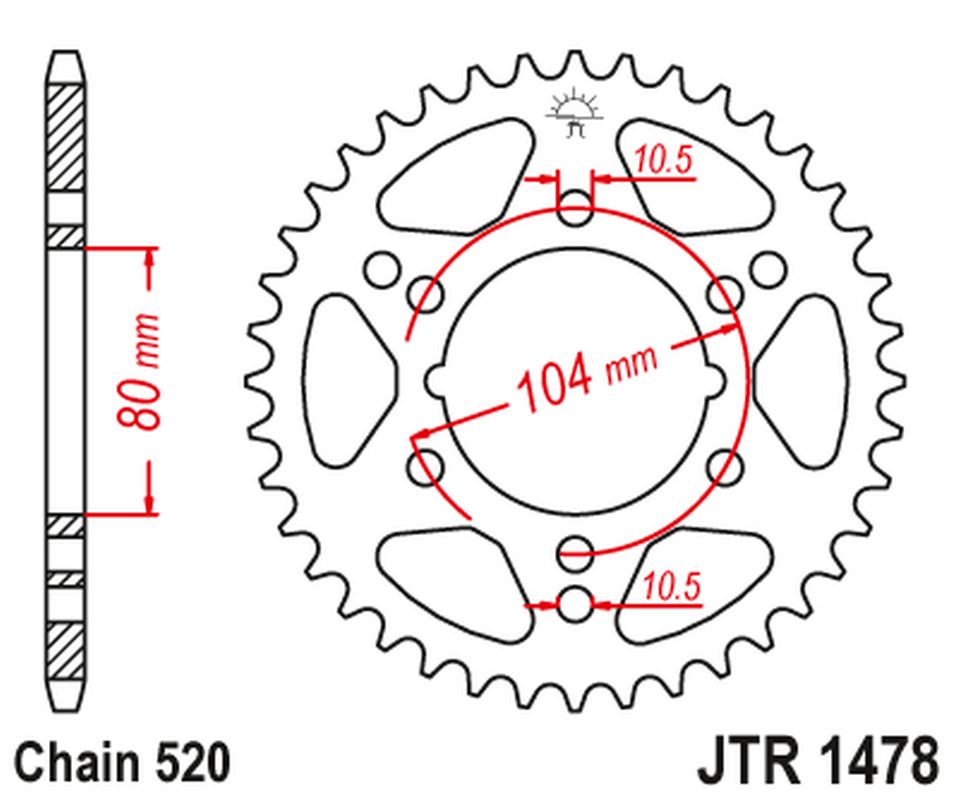 Rear Sprocket 4578 40 POLARIS (457840JT) (CAN BE USED INSTEAD OF 478 40 JTR478.40) (Chain. 520)