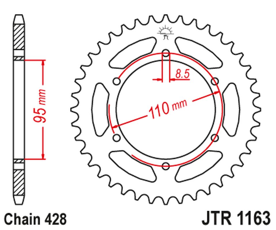 Rear Sprocket 486 45 CAGIVA 125 ELEFANT/STX ALETTA ROSSA '83-88' (48645JT) (Chain. 428)
