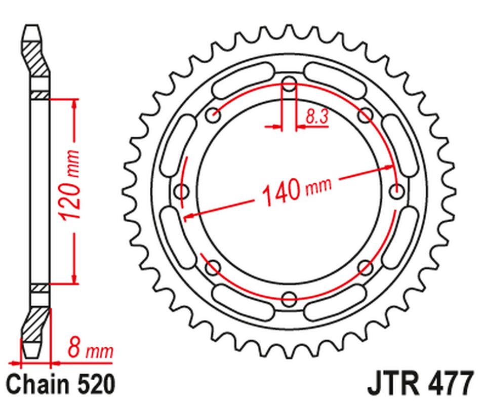 Rear Sprocket 506 43 KAWASAKI KLR 600 '84-90' (50643JT) (Chain.520)