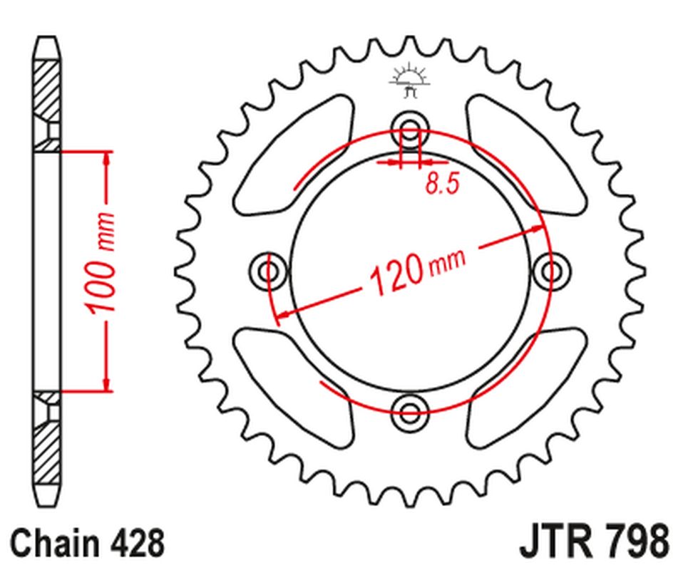 Rear Sprocket 798 48 YAMAHA YZ 85 '02-20, SUZUKI RM 80/85 '83-20 (79848JT) (Chain. 428) COLOR BLACK