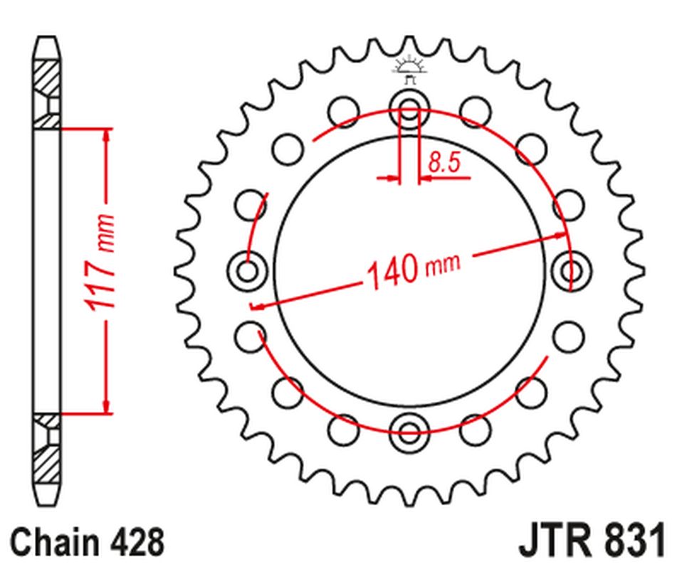 Rear Sprocket 831 46 YAMAHA YZ 80L/S '84, '86-92 (83146JT) (Chain. 428)