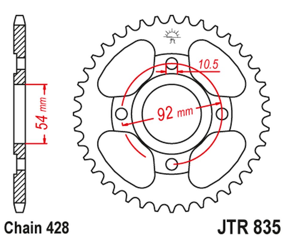 Rear Sprocket 843 44 YAMAHA SR 185 '81-82 (84344JT) (Chain. 428)