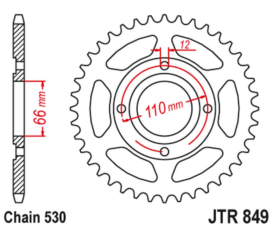 Rear Sprocket 849 38 YAMAHA RD 250 '77-78, RD 400 '76-78 (84938JT) (Chain. 530)