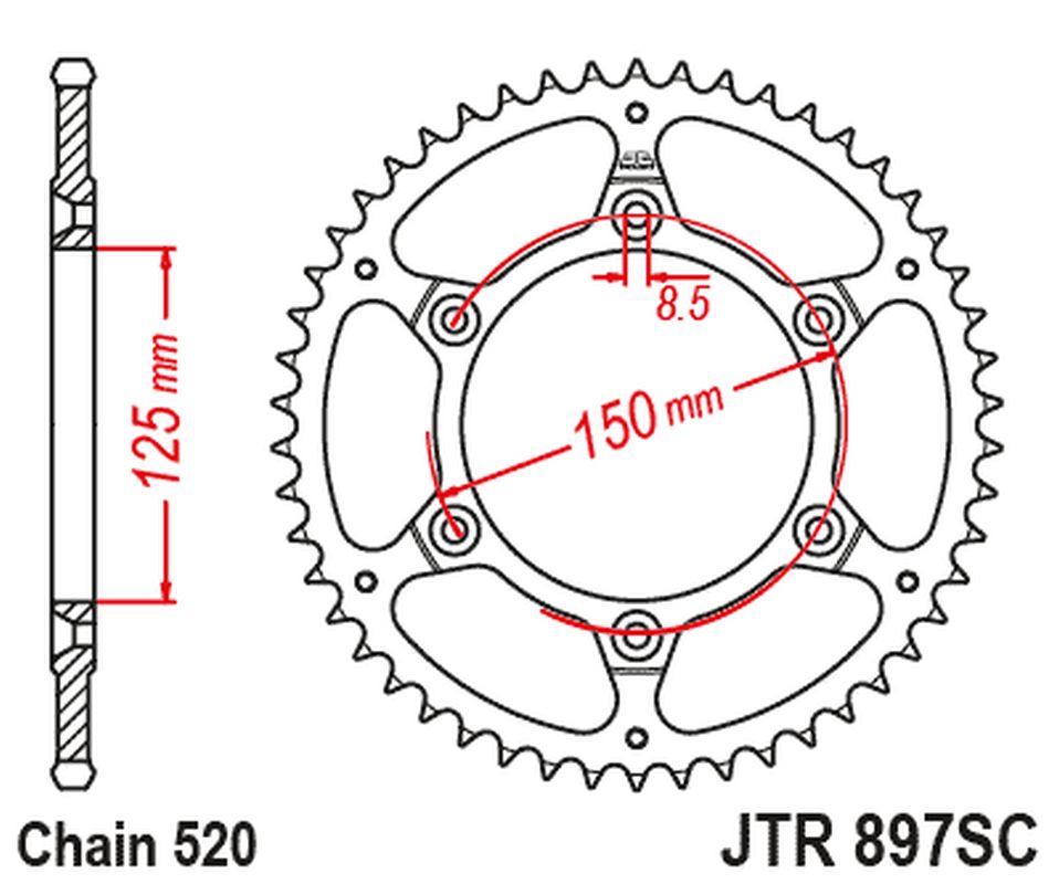 Rear Sprocket 899 45 KTM SX/EXC ULTRALITE Self-cleaning (89945JT) (Chain. 520)
