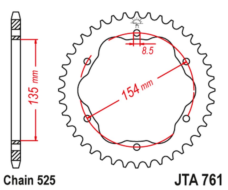 Rear Sprocket Aluminium (ERGAL) DUCATI 1098/R /S '07-'09, STREETFIGHTER 1099 '09-'13, 1198R/S '09-'11, 1199 PANIGALE '12-'15, 1299 PANIGALE '15-'19, PANIGALE V4S '18-'21, MONSTER 1200 '14-'20 (Chain. 525)